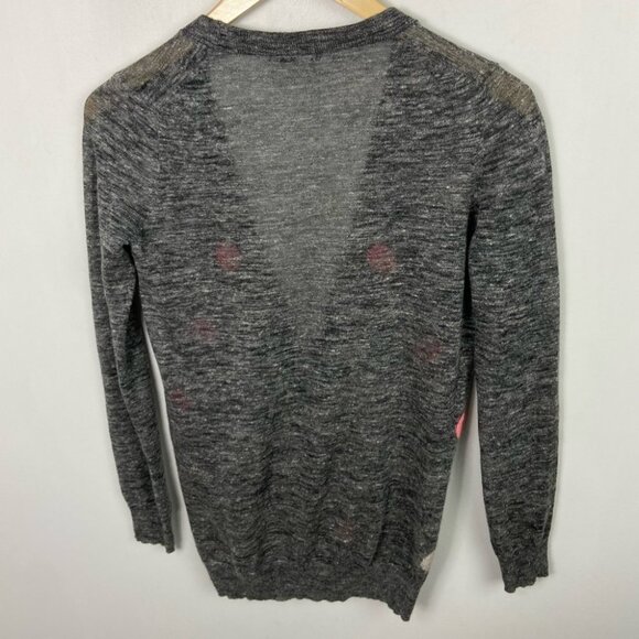 Madewell Fairweather Double Dot Linen Cardigan Sweater Grey Pink Size XS Boho‎ - Picture 15 of 15